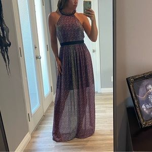 BCBGeneration sleeveless long dress with flowers size 8